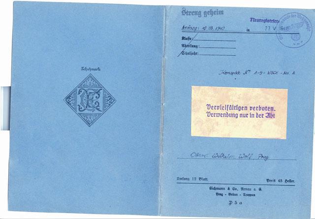 Секретная тетрадь, принадлежавшая полковнику Вермахта Вильгельму Вольфу, с конспектами приказов об отборе кандидатов для отправки в Антарктиду
